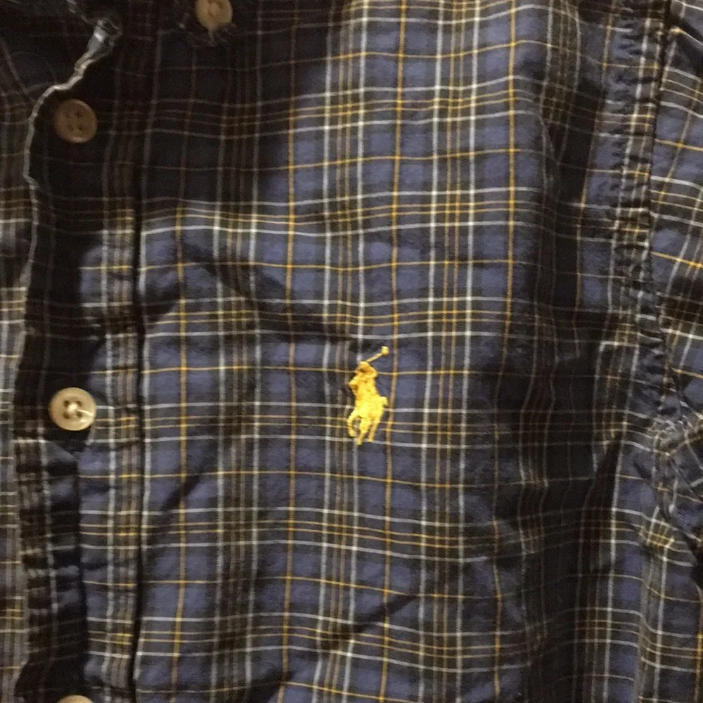 Ralph Lauren boys button down long sleeves plaid shirt size 4/4T blue yellow